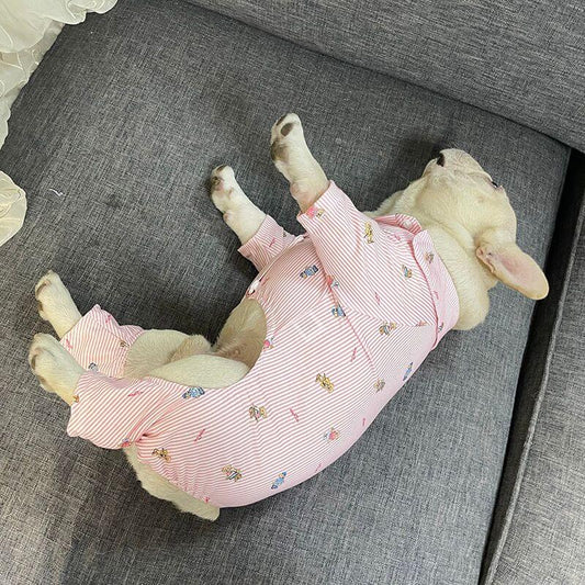 Buffalo Plaid Onesie Pink dogbluebuffaloplaidpajamasjumpsuitforfrenchbulldogsbyFrenchiely_4