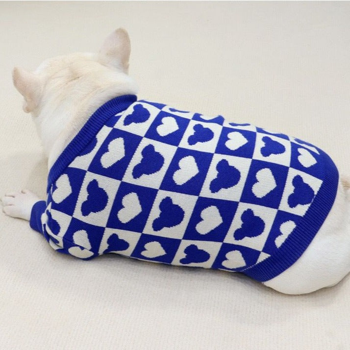 Frenchiely dog blue heart sweater 