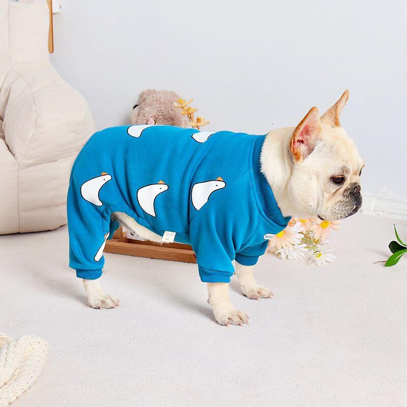 Dog warm winter Pajamas with Swan Pattern