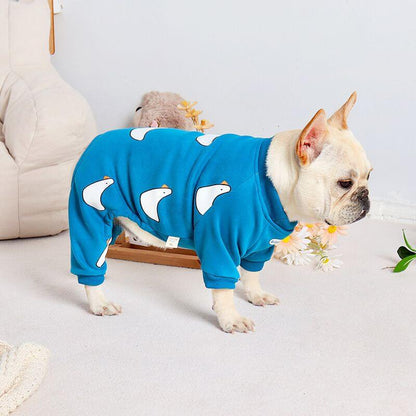 Dog warm winter Pajamas with Swan Pattern