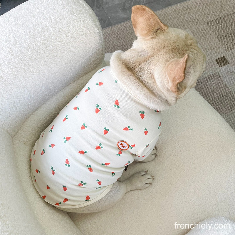 dog cotton shirt with carrot patterns for medium dogs by Frenchiely.com