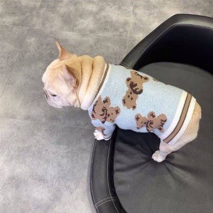 Dog Cartoon Bear Cardigan Sweater for Bulldogs by Frenchiely 