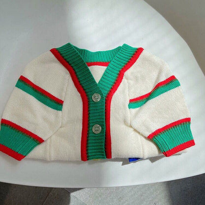 Dog Stylish Beige & Green Cardigan Sweater for French Bulldogs by Frenchiely 