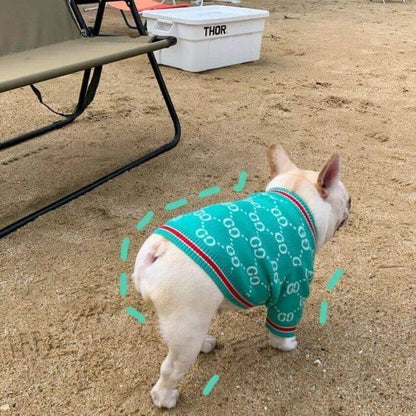 Dog Green Stylish Cardigan Sweaters for Medium Dogs BY FRENCHIELY