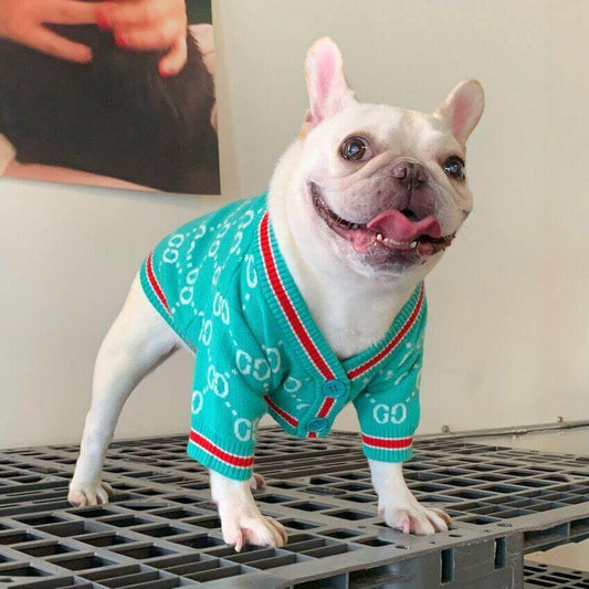 Dog Green Stylish Cardigan Sweaters for Medium Dogs BY FRENCHIELY