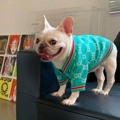 Dog Green Stylish Cardigan Sweaters for Medium Dogs BY FRENCHIELY