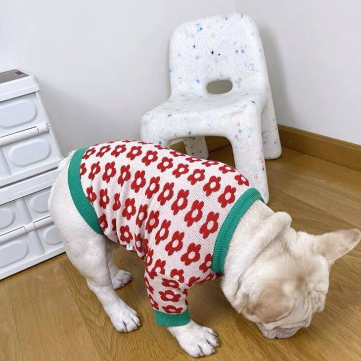 Dog Floral Flower Cardigan Sweater for Small Medium Dogs by Frenchiely 
