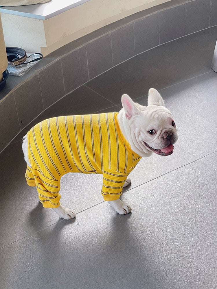 french bulldog winter stripe pajamas jumpsuit by Frenchiely