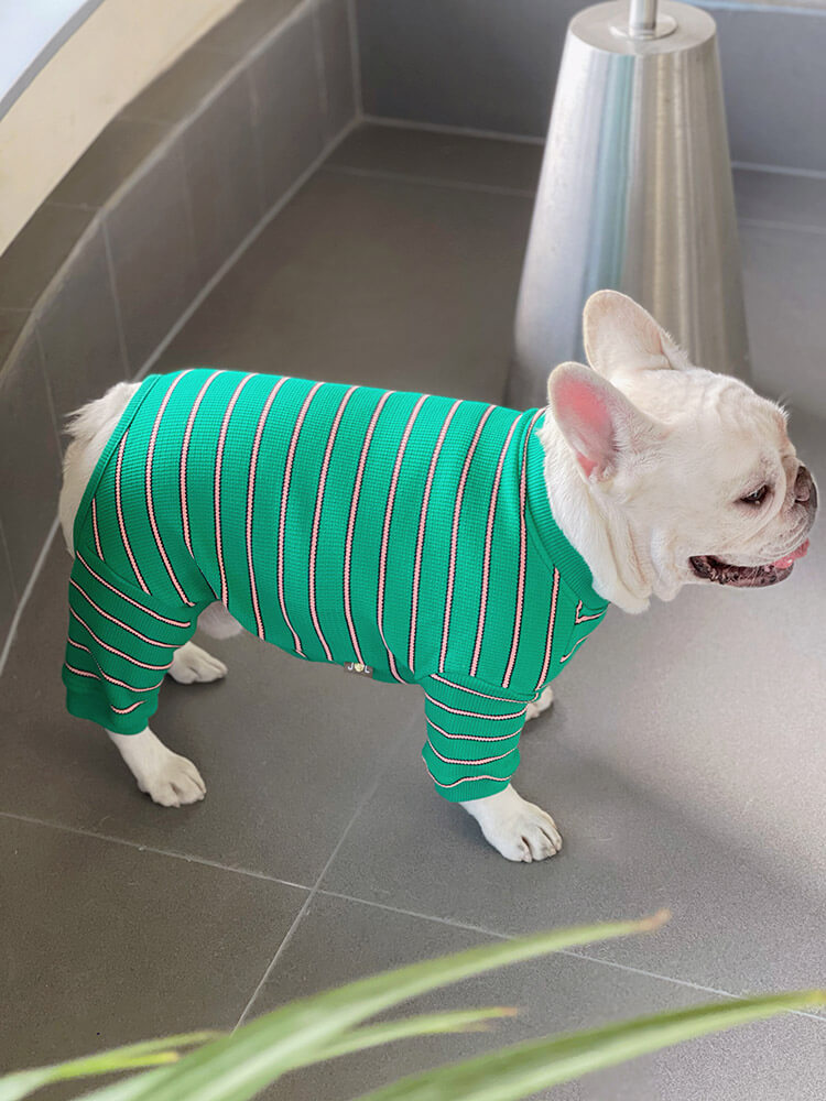 french bulldog winter stripe pajamas jumpsuit by Frenchiely