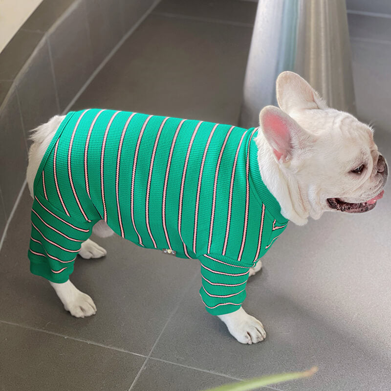 french bulldog winter stripe pajamas jumpsuit by Frenchiely