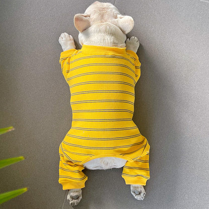 dog winter stripe pajamas onesie