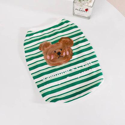 dog green stripe shirt with dog pattern by Frenchiely