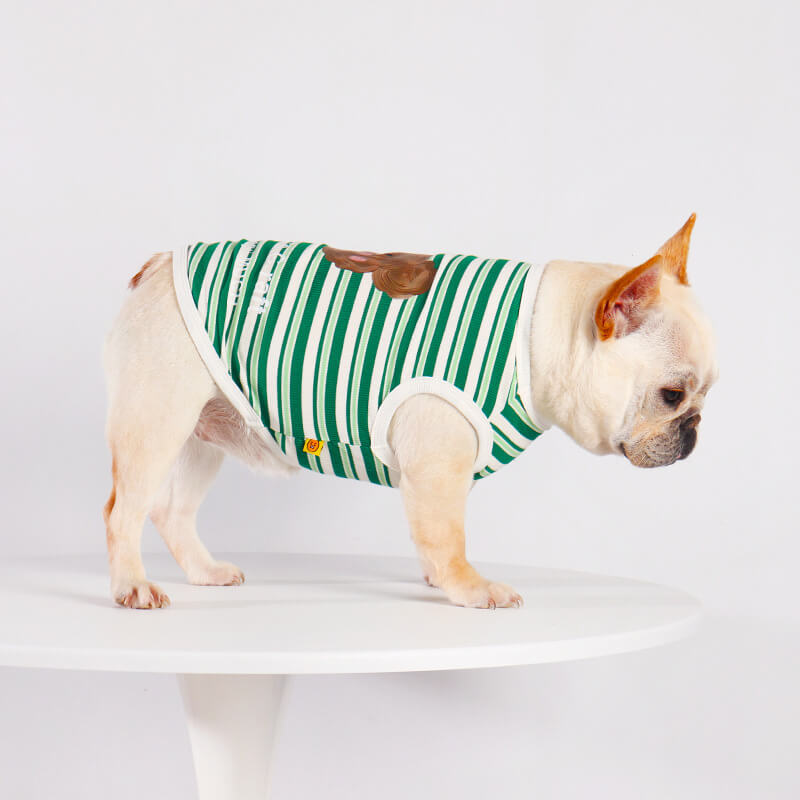 dog green stripe shirt with dog pattern by Frenchiely
