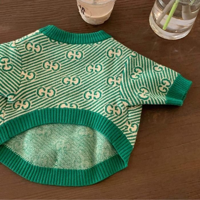 Dog Stylish Green Pullover Sweater for Small Medium Dogs BY Frenchiely 