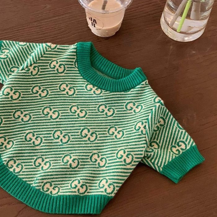 Dog Stylish Green Pullover Sweater for Small Medium Dogs BY Frenchiely 