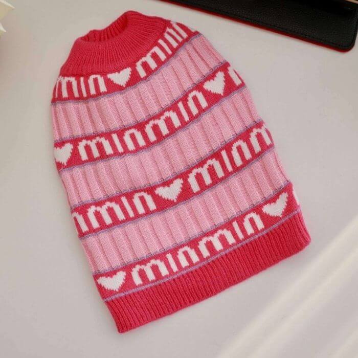 Dog Sweet Pink Pullover Sweater for Medium Dogs BY FRENCHIELY