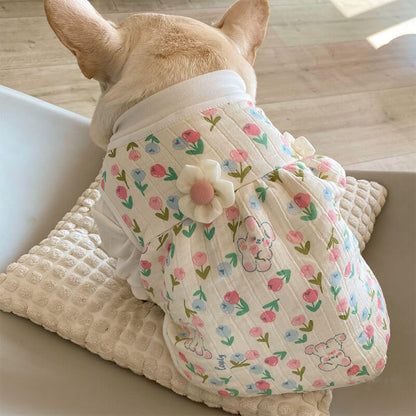 Dog White Dress with Flower Pin for small medium dogs by Frenchiely