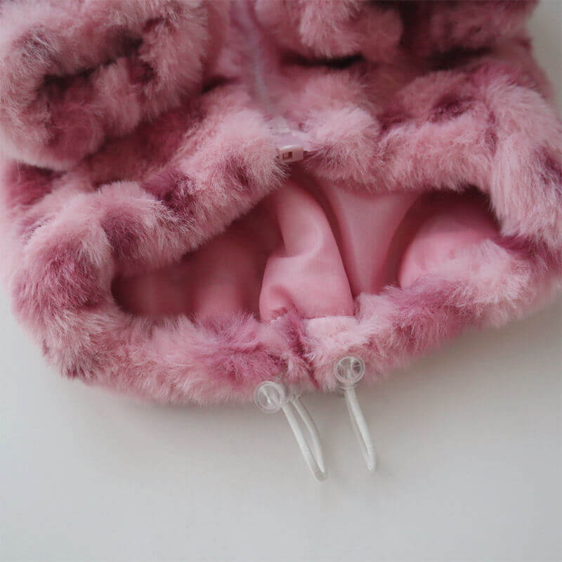 Dog Winter warm Pink Leopard Zipper-up Jacket