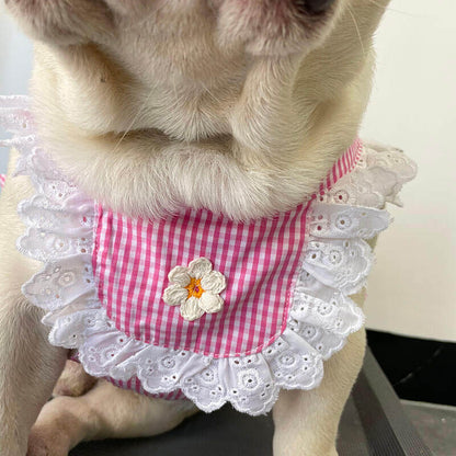 Dog Plaid Dress with Bandana for French bulldogs by Frenchiely