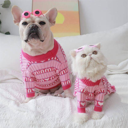 Dog Sweet Pink Pullover Sweater for Medium Dogs BY FRENCHIELY