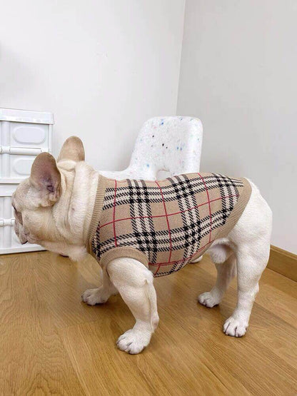 dog classic plaid pullover sweater for small medium dogs by Frenchiely 