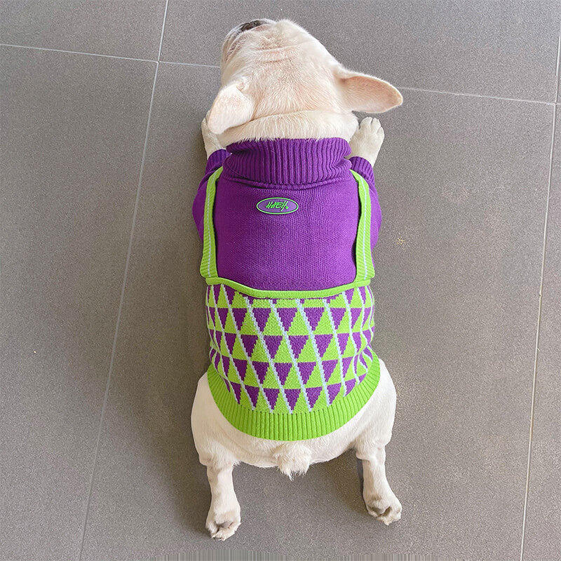 Dog Purple Turtle Neck Sweater for small medium dogs 