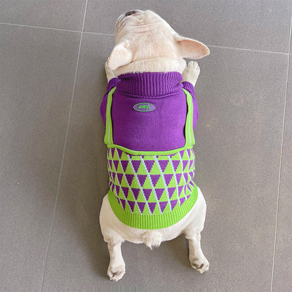 Dog Purple Turtle Neck Sweater for small medium dogs 