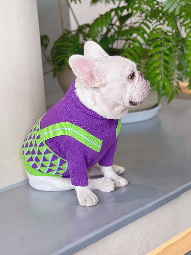Dog Purple Turtle Neck Sweater