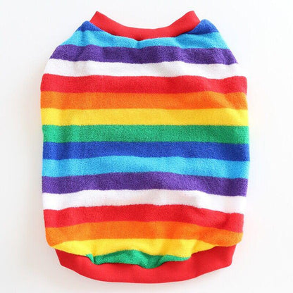 Dog Rainbow Striped Shirts Sweater for Frenchies BY FRENCHIELY 