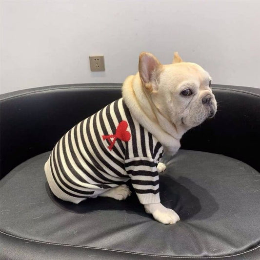 Dog Striped Cardigan Sweater for French Bulldog by Frenchiely