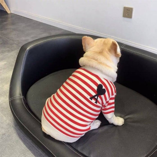 Dog Striped Cardigan Sweater for French Bulldog by Frenchiely