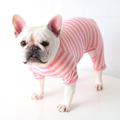 dog pink stripe pajamas for french bulldogs by Frenchiely