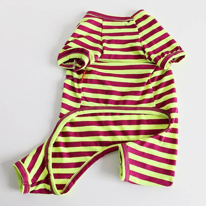 dog pink stripe pajamas for french bulldogs by Frenchiely