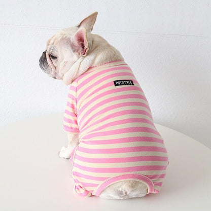 dog pink stripe pajamas for french bulldogs by Frenchiely