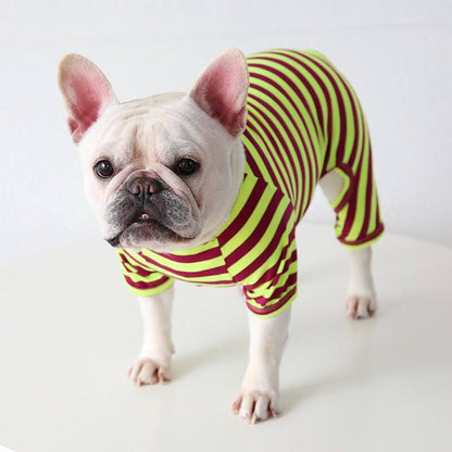 dog pink stripe pajamas for french bulldogs by Frenchiely