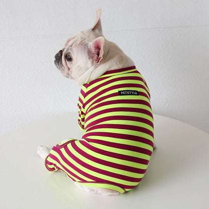 dog pink stripe pajamas PJs for french bulldogs by Frenchiely