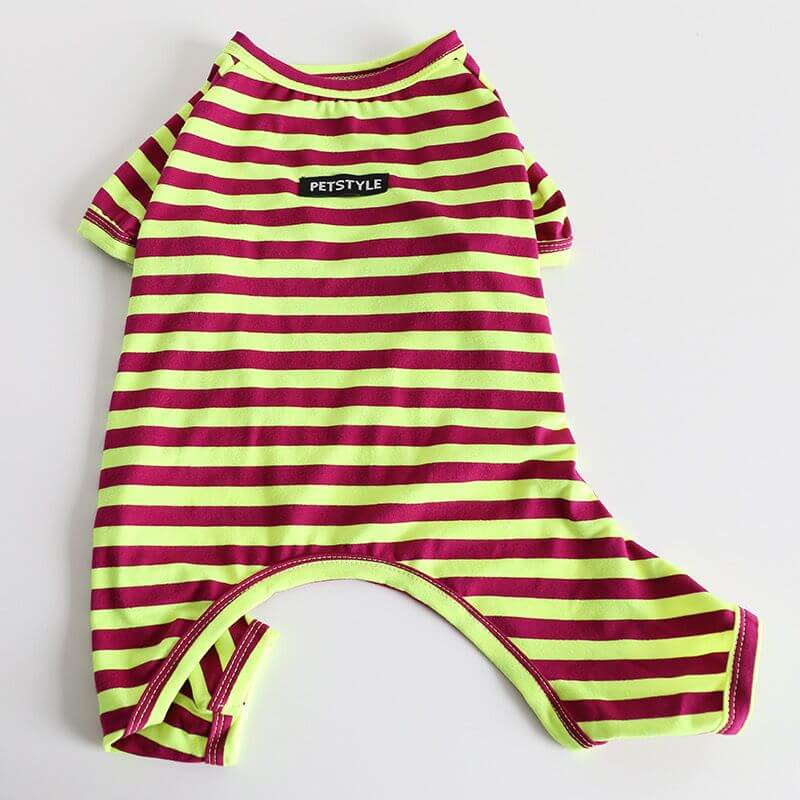 dog pink stripe pajamas for french bulldogs by Frenchiely