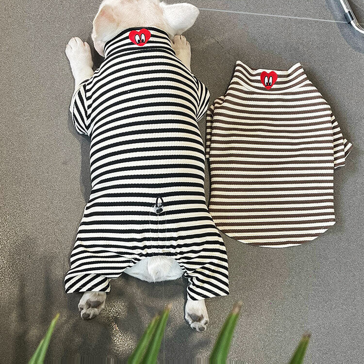 Dog Black Stripe Pajama Onesie for small medium dogs by Frenchiely 