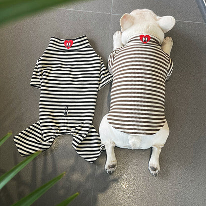 Dog Black Stripe Pajama Onesie for small medium dogs by Frenchiely 