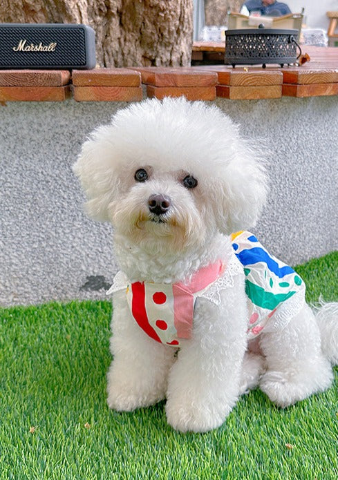 dog color polka dress for small medium dogs by Frenchiely