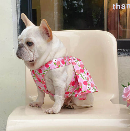 Dog summer pink litchi dress for small medium dogs by frenchiely 