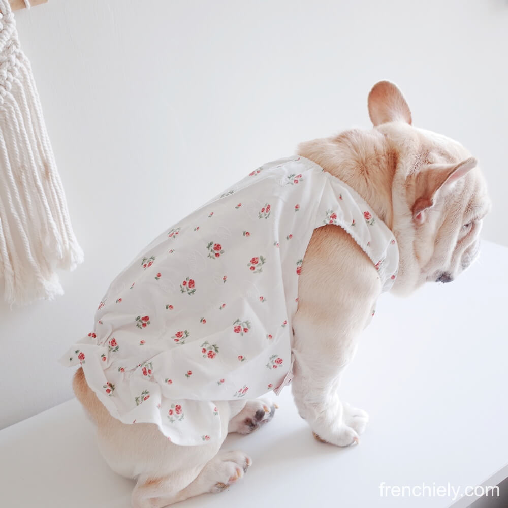 dog white floral dress for small dogs by Frenchiely