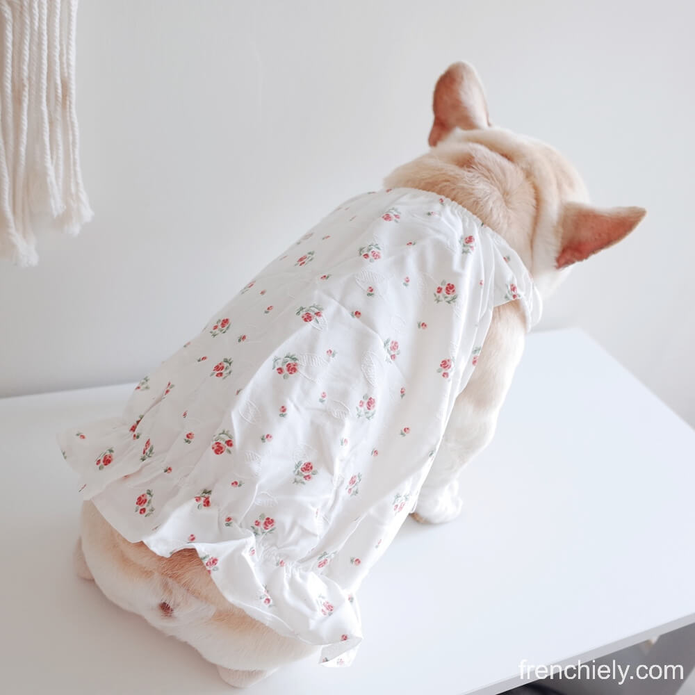 dog white floral dress for small dogs by Frenchiely