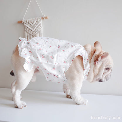 dog white floral dress for small dogs by Frenchiely