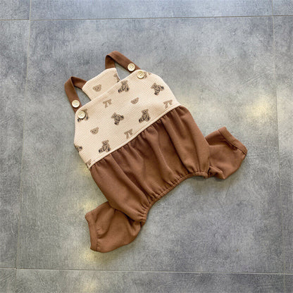 dog brown overalls jumpsuit
