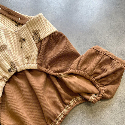 dog waffle overalls onesie