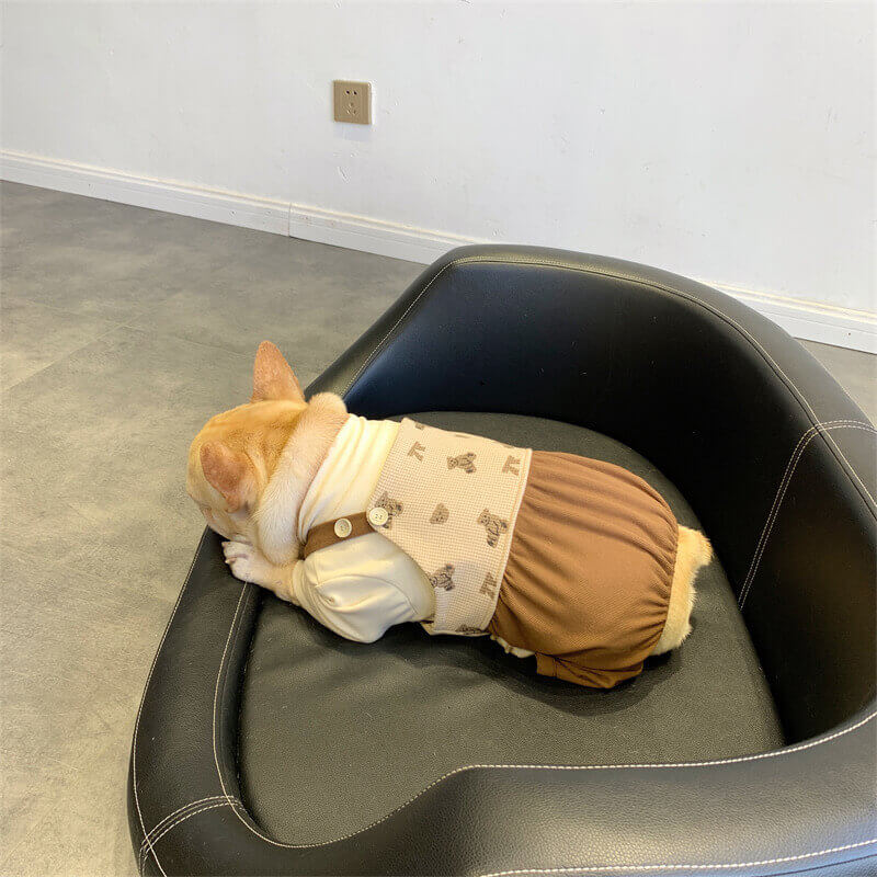 Dog beige and brown mixed overalls