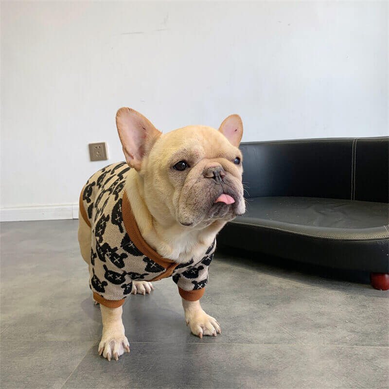 Frenchiely dog brown cardigan with buttons