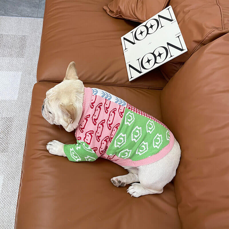 Dog Cartoon Pullover Sweater for small medium dog breeds 