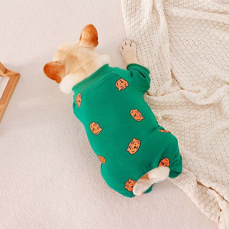 Dog Green Tiger Pajamas for small medium dogs by Frenchiely